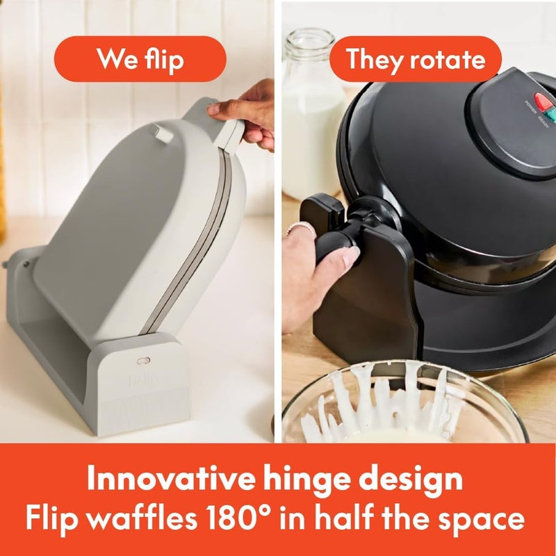 Bella صانعة الوافل Flip-n-Store مع طلاء سيراميك EverGood™ غير اللاصق، أدوات مطبخ تناسب أي مكان™، ضوء مؤشر الطاقة، مقبض بارد اللمس ولف السلك، أطباق بعرض 7 بوصات وعمق 1 بوصة، 1000 واط، حليب الشوفان - Image 3